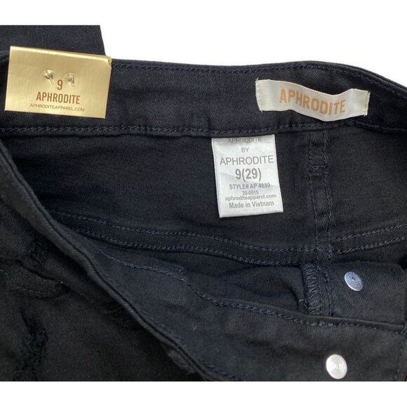 Aphrodite Curvy Ankle Jeans Women's 9 MEDIUM Black Distressed High-Rise Skinny - Picture 9 of 13
